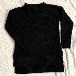Fuzzy black crew neck sweater soft long cute
